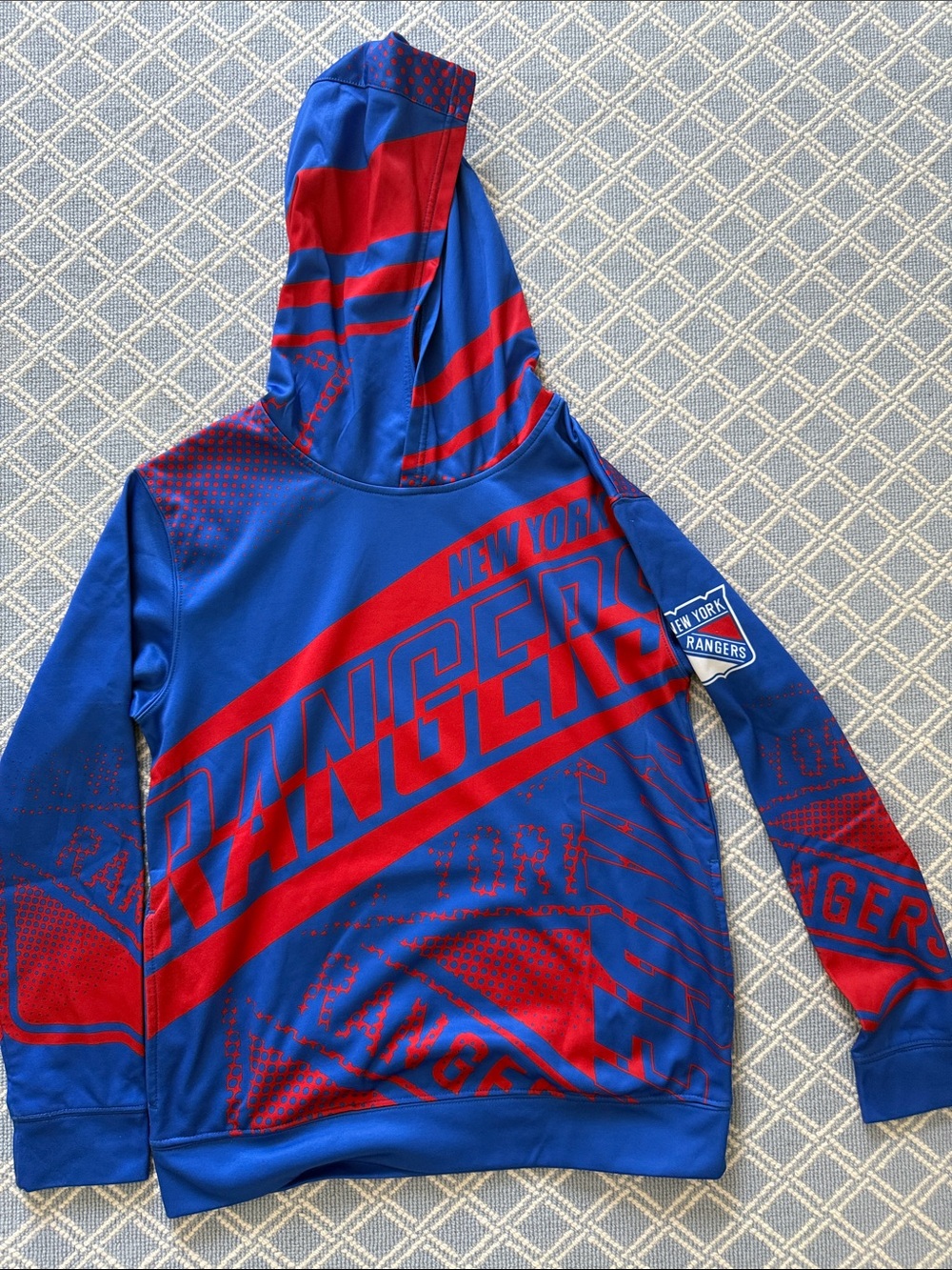 NHL New York Rangers Blue & Red Hooded Pullover